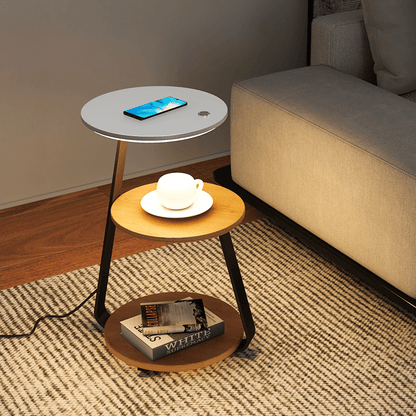 Bedside Table Lamp with 2 Tier Shelf and Built in Light