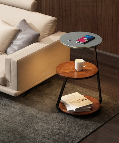 Bedside Table Lamp with 2 Tier Shelf and Built in Light