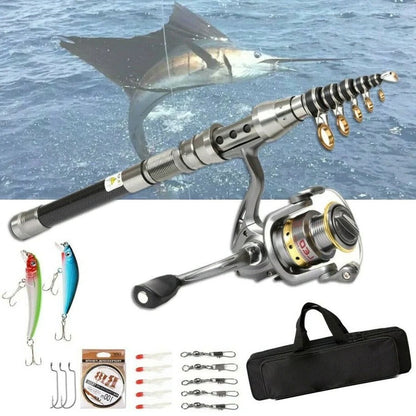 Portable Collapsible Fishing Rod and Reel Set