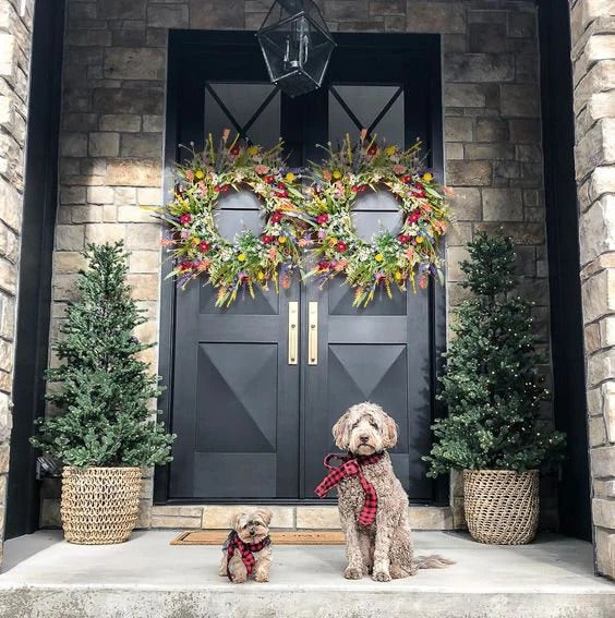 Natural Floral Grapevine Welcome Wreath