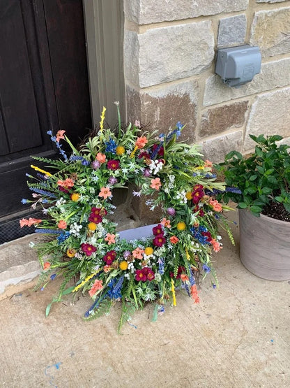 Natural Floral Grapevine Welcome Wreath