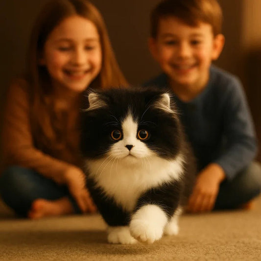 Realistic Grey and White Cuddle Cat Toy - Halri