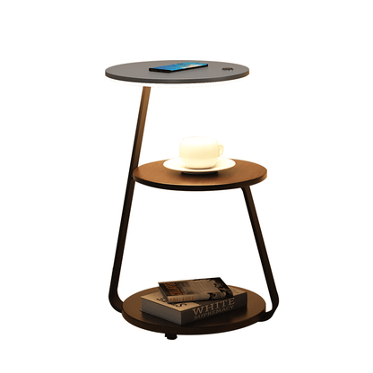 Bedside Table Lamp with 2 Tier Shelf and Built in Light