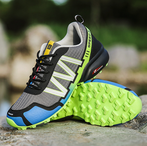 Tough Waterproof Hiking Boots Blue Green