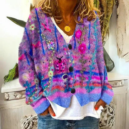 Women's Floral Knit Sweater