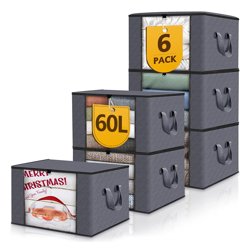 Collapsible Closet Storage Bins with Clear View Lid and Handles