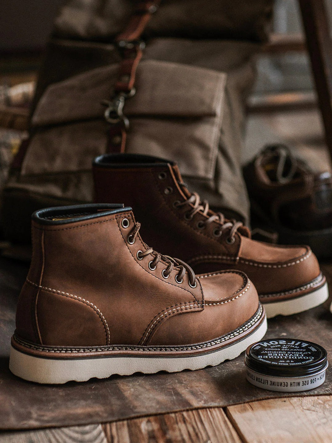 Rugged Genuine Leather Moc Toe Boots