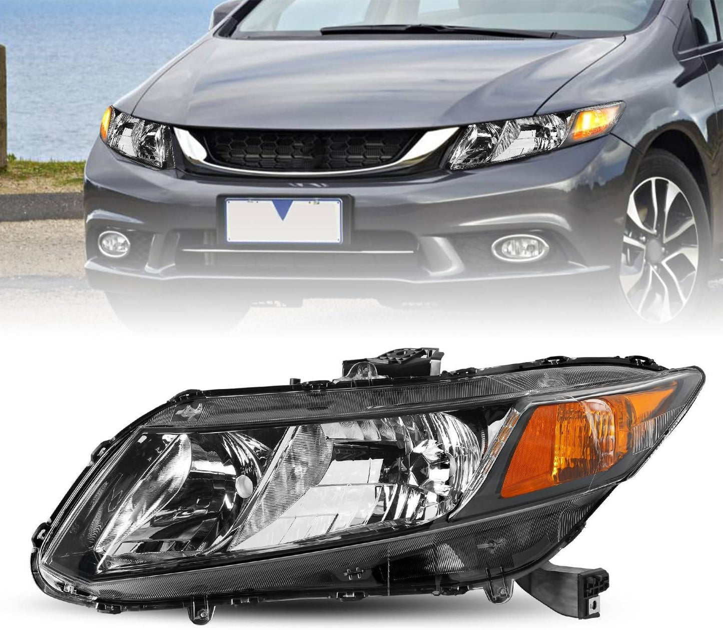Genuine Honda Civic Headlights Assembly Pair - Halri