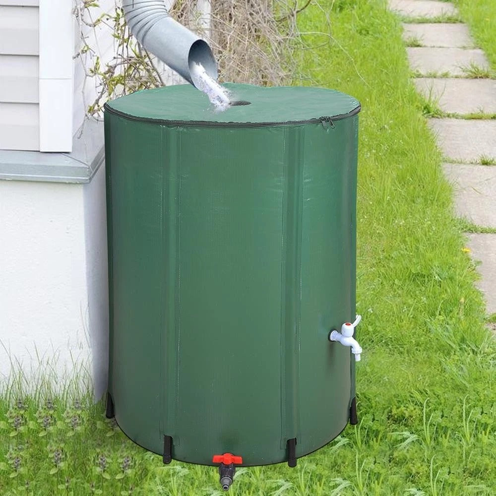 Large Collapsible Rain Water Barrel with Dual Spouts - Halri