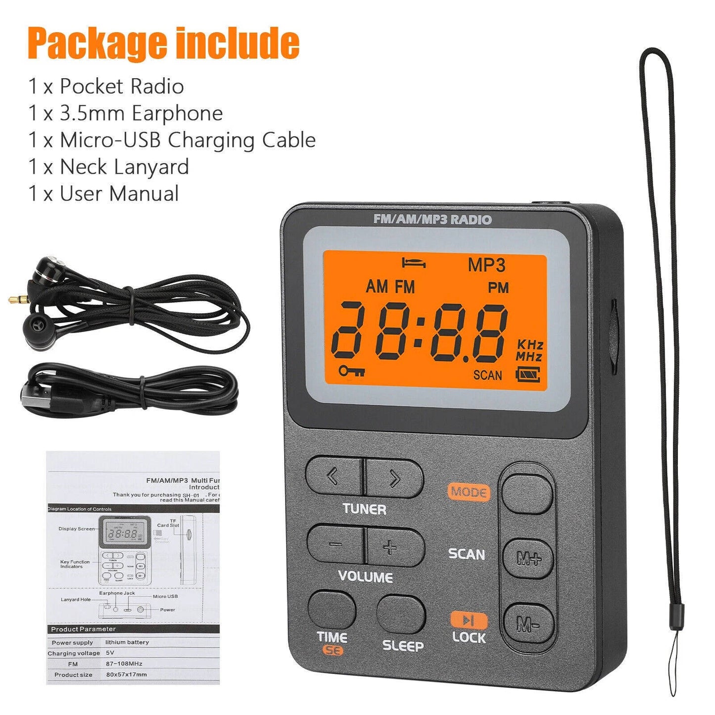 Portable Compact AM/FM Radio with Clear Sound