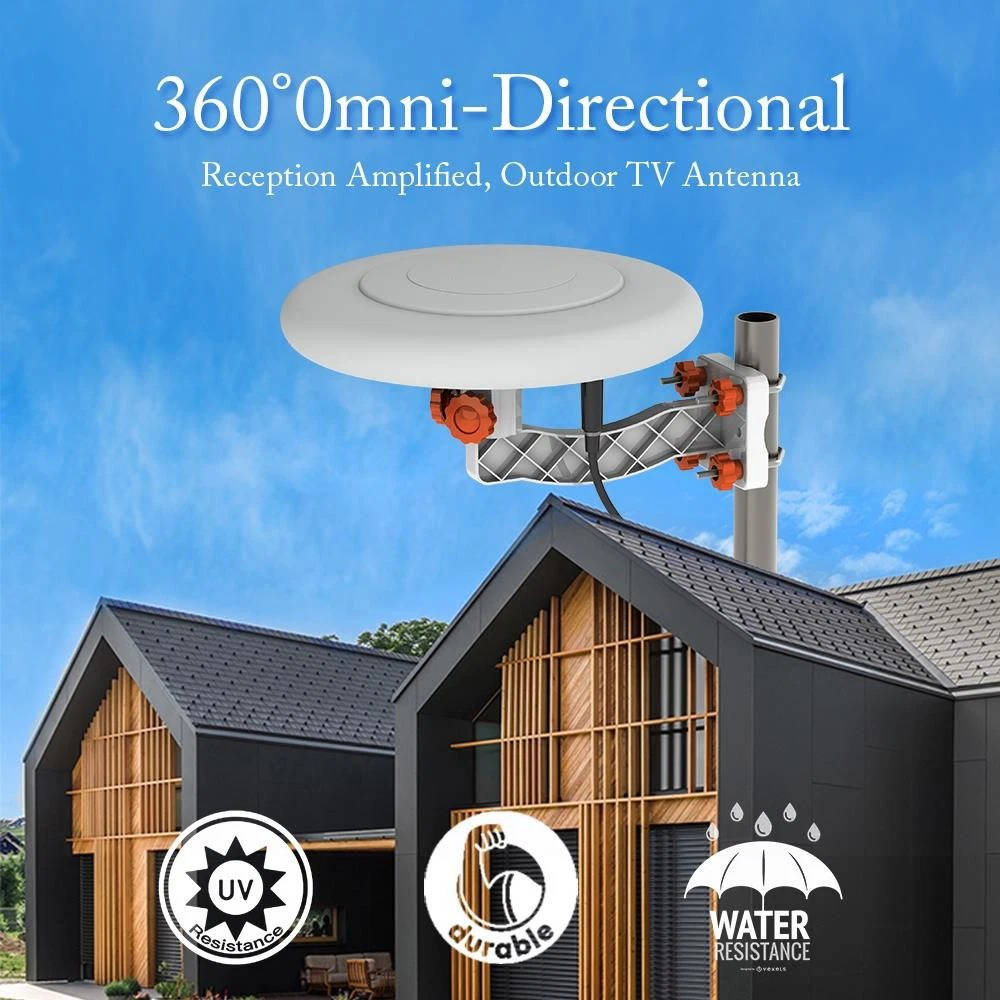 Indoor/Outdoor HD TV Antenna with 360° Signal Booster