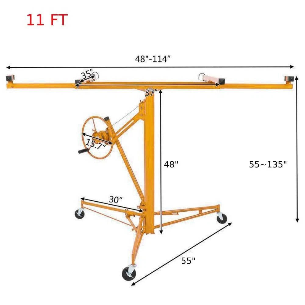Compact 11FT Drywall Hoist with Locking Casters
