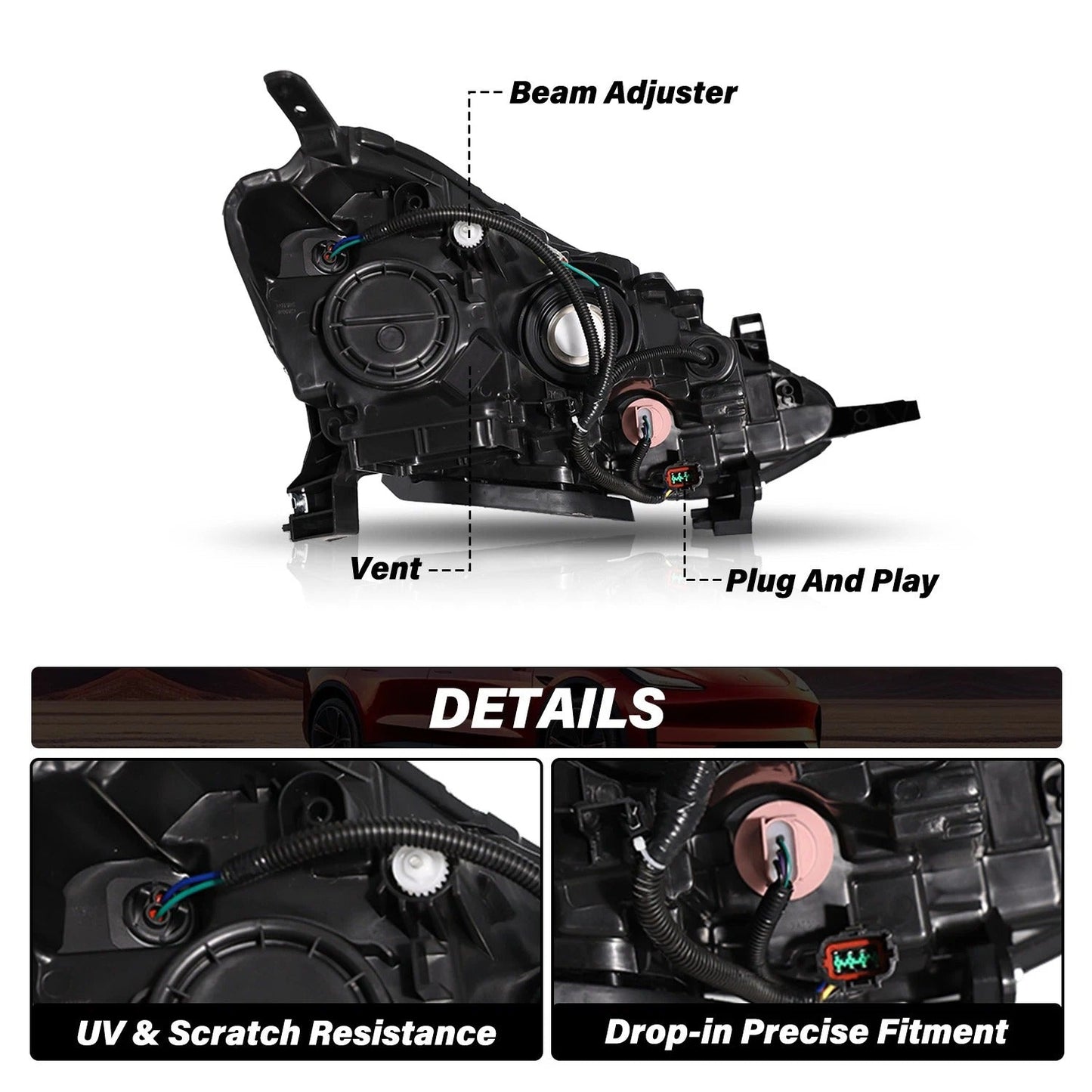 Genuine Nissan Sentra Chrome Headlights Assembly Pair