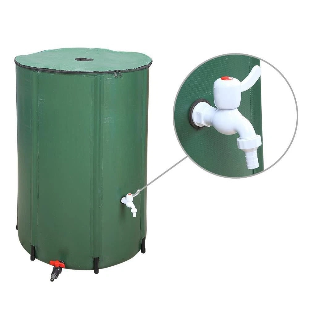 Large Collapsible Rain Water Barrel with Dual Spouts