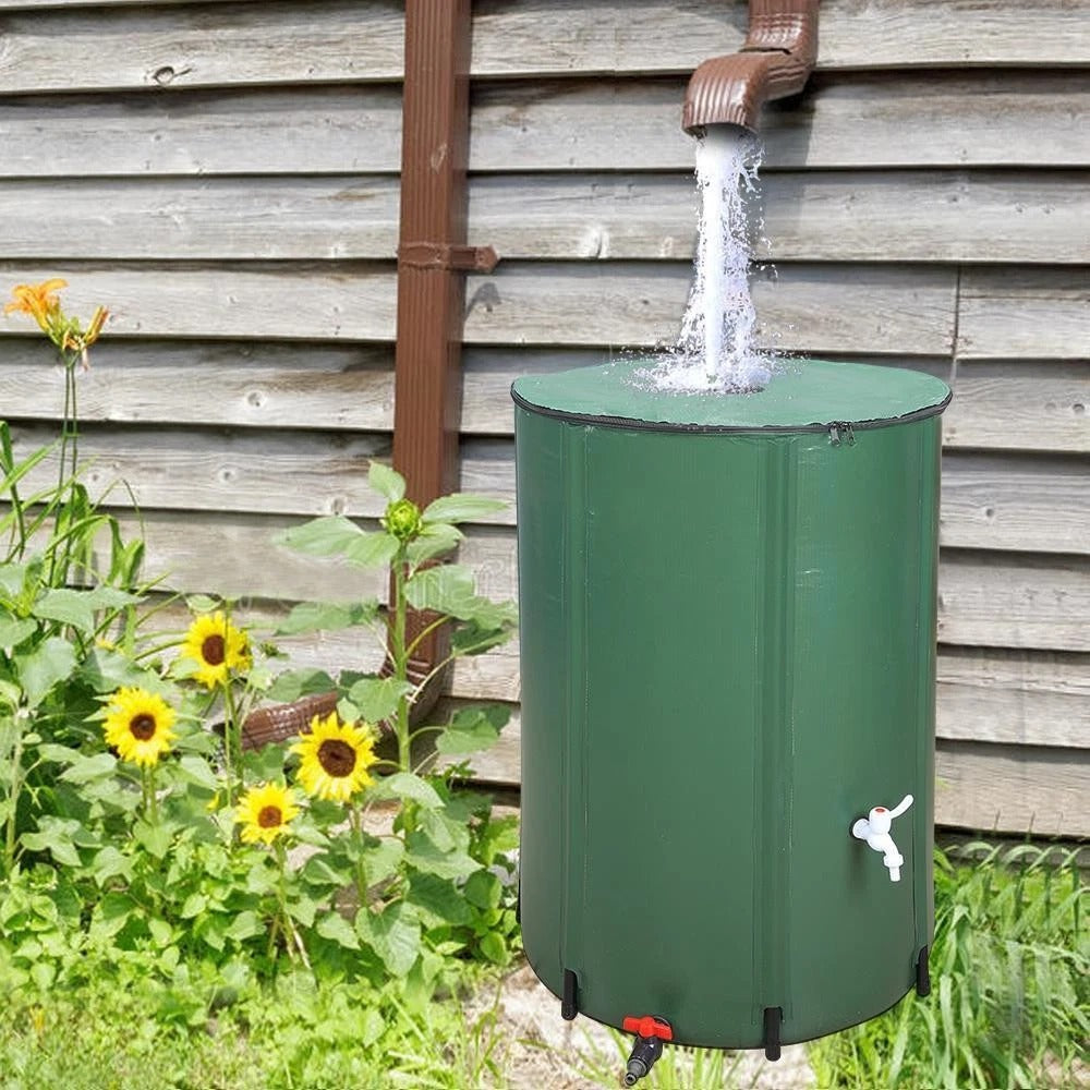 Large Collapsible Rain Water Barrel with Dual Spouts