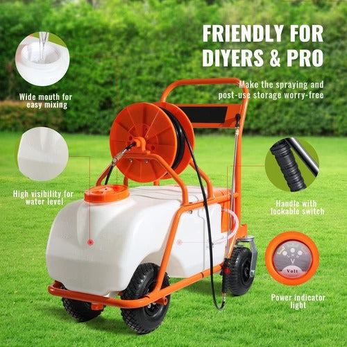 Portable 15 Gallon Garden Sprayer Cart on Wheels