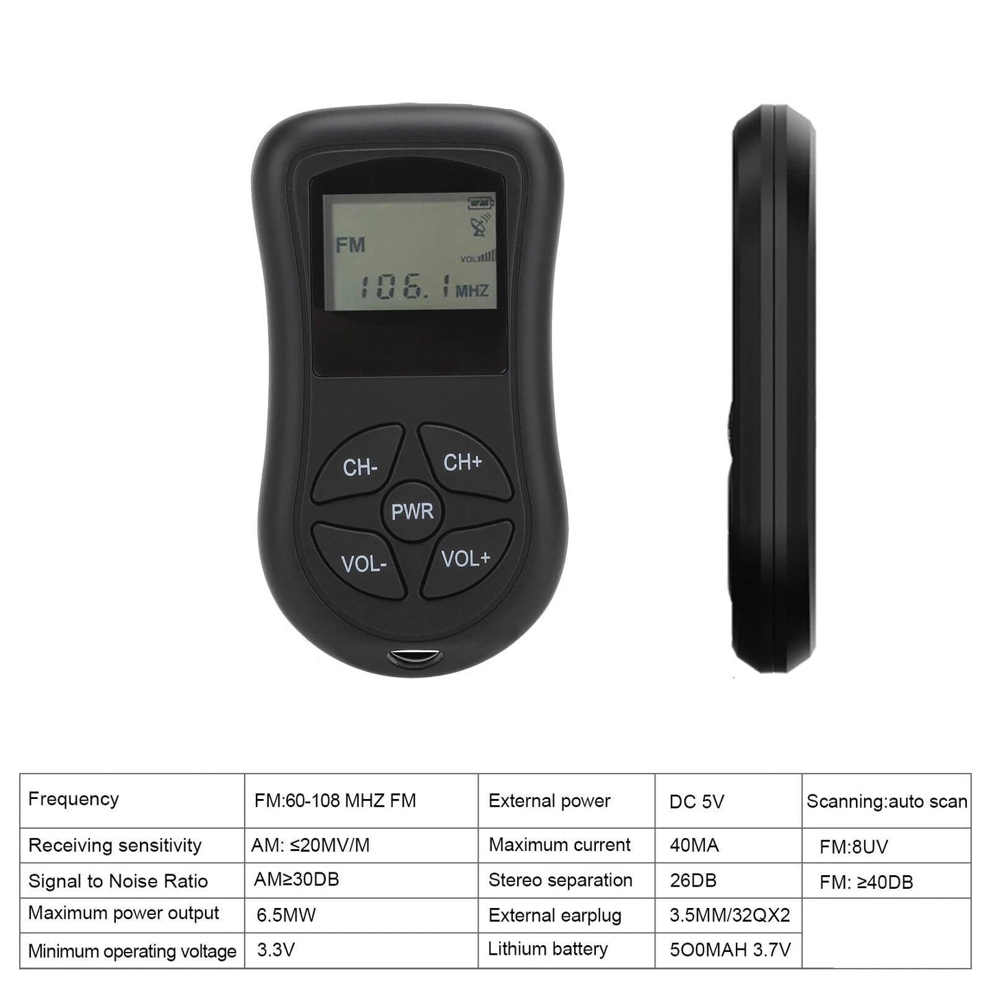 Compact Personal Travel AM FM Radio