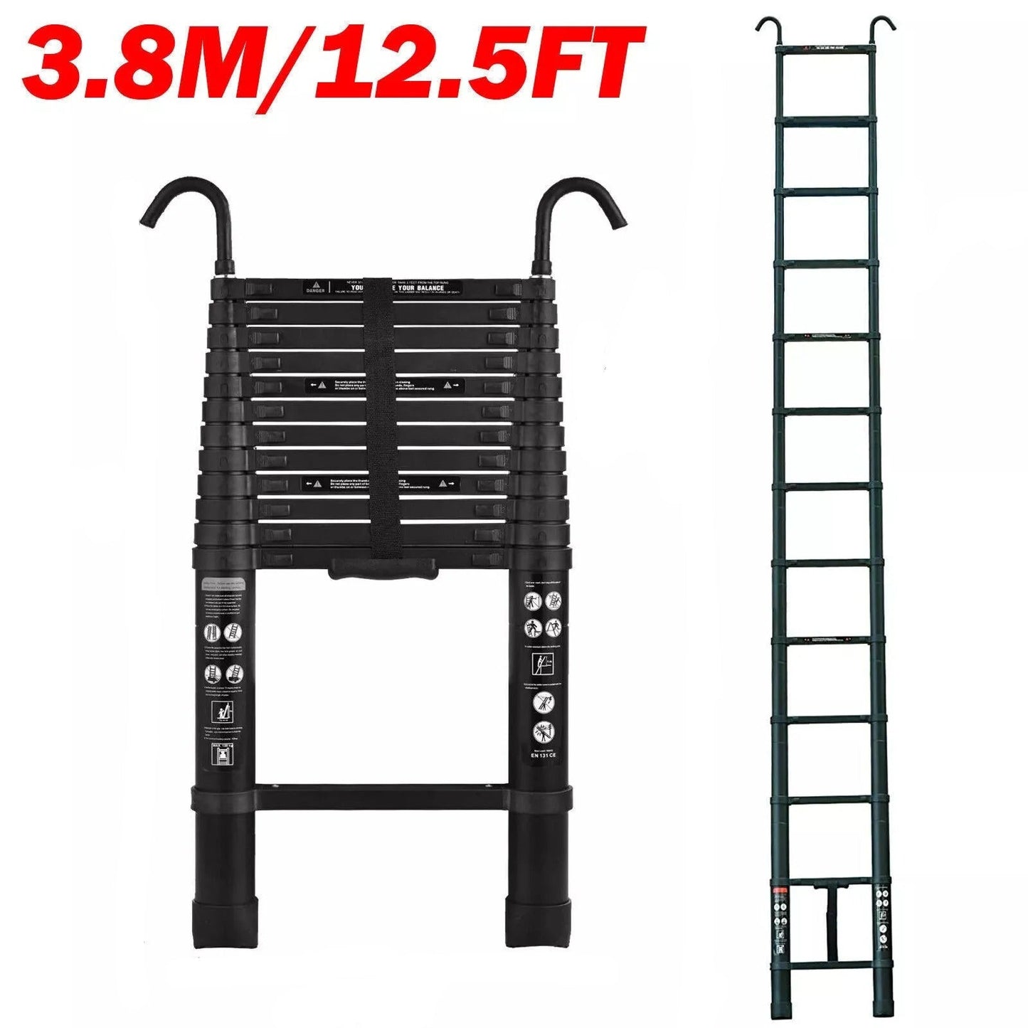 Portable Folding Aluminum Ladder with 2 Hooks