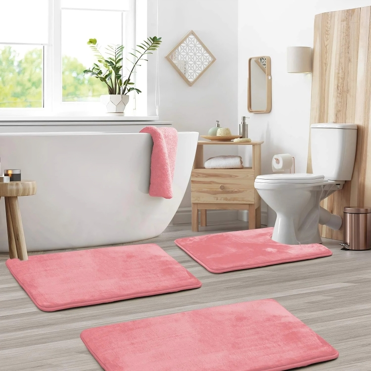 Soft Bathroom Rug Set Non Slip Memory Foam
