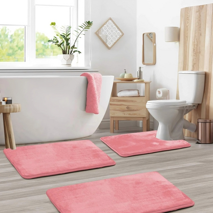 Soft Bathroom Rug Set Non Slip Memory Foam