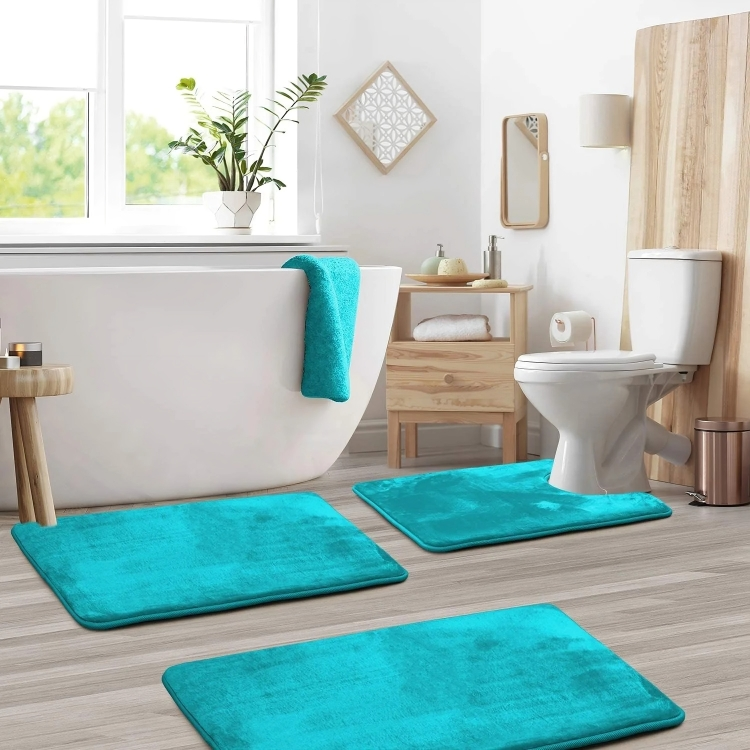 Soft Bathroom Rug Set Non Slip Memory Foam