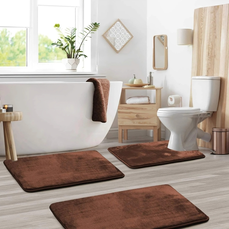 Soft Bathroom Rug Set Non Slip Memory Foam
