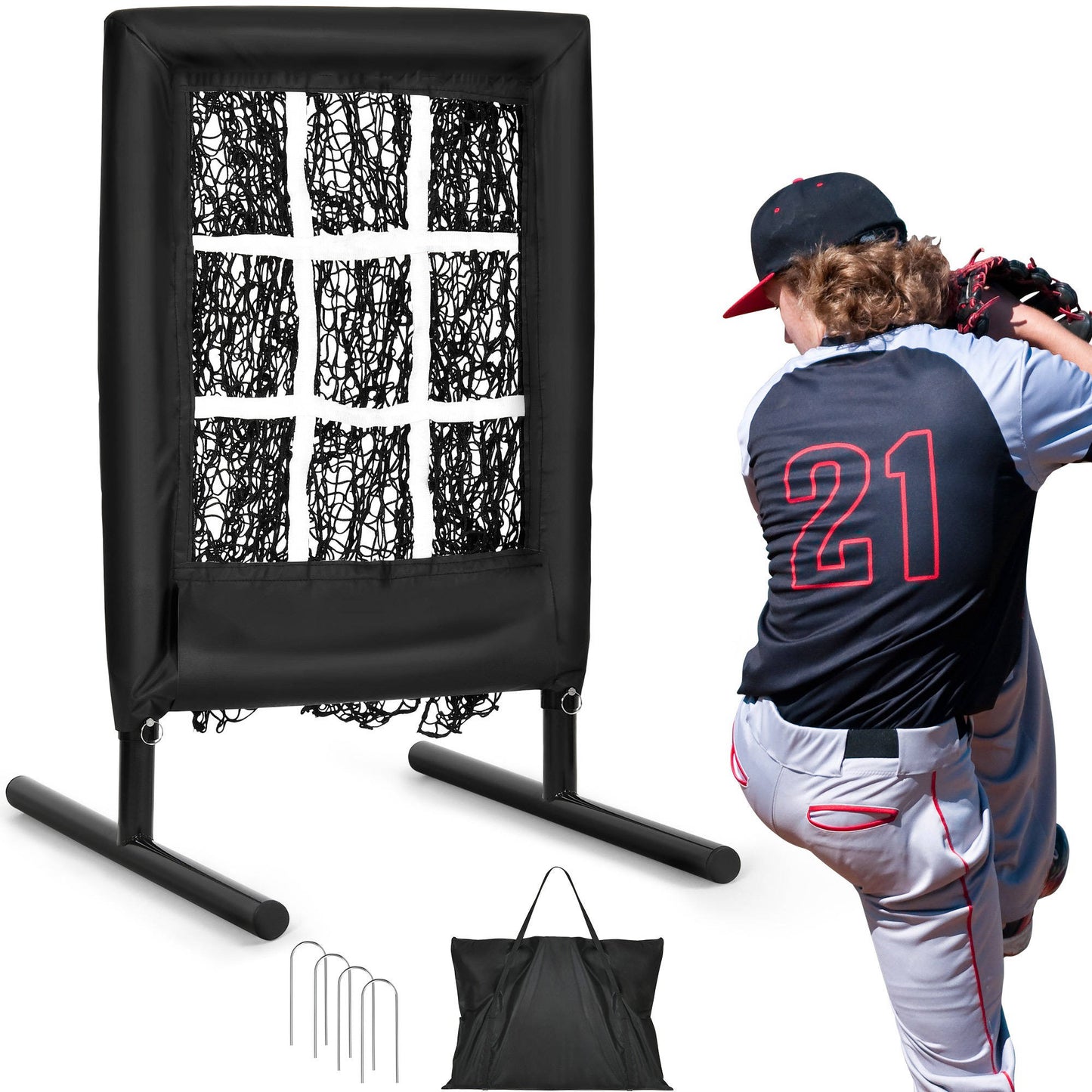 Compact Baseball Pitching Target Net With Strike Zone - Halri