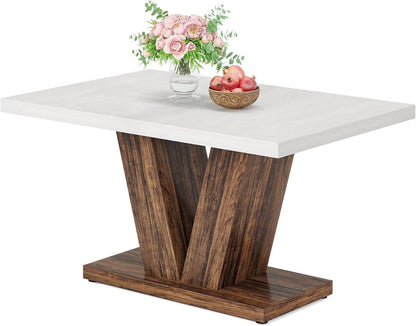 Country Style Wood Dining Table Set for 6