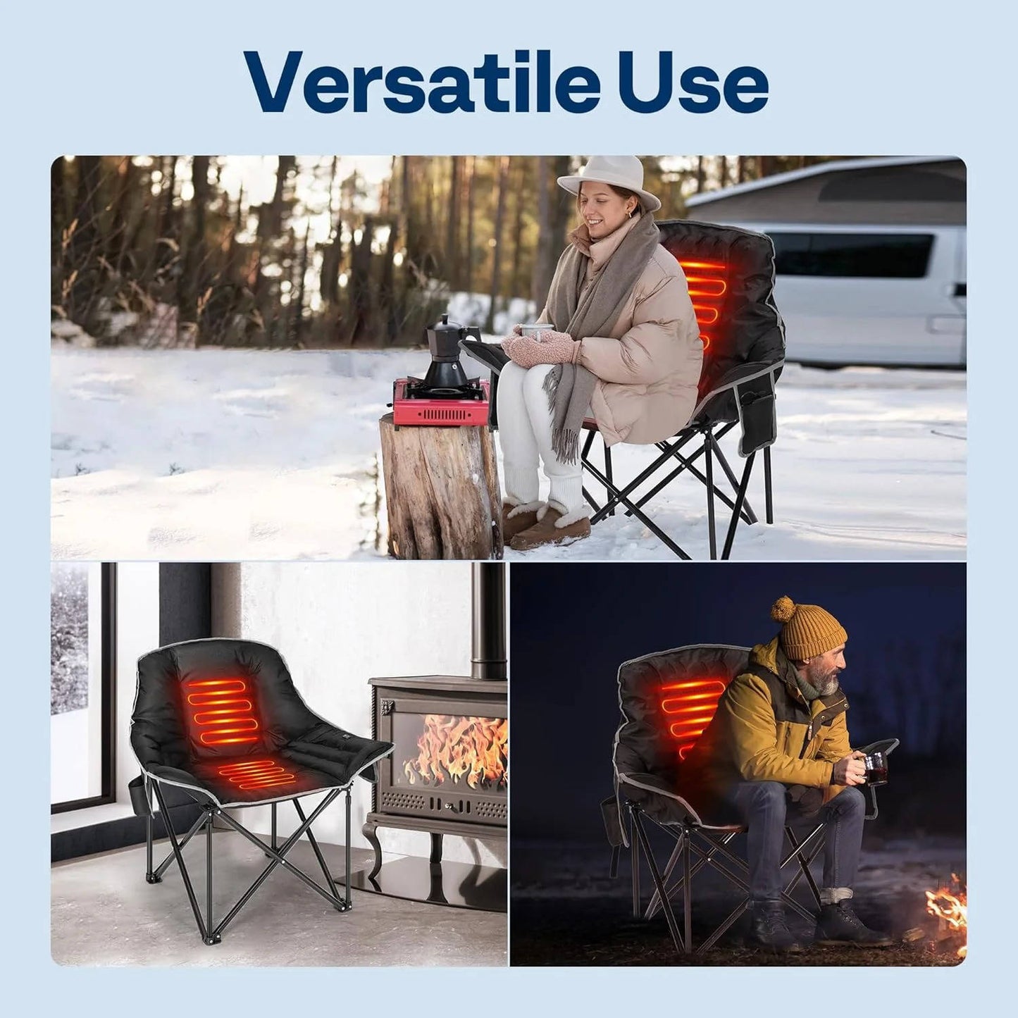 Large Rechargeable Outdoor Heated Camping Seat