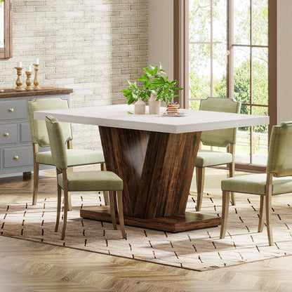 Country Style Wood Dining Table Set for 6