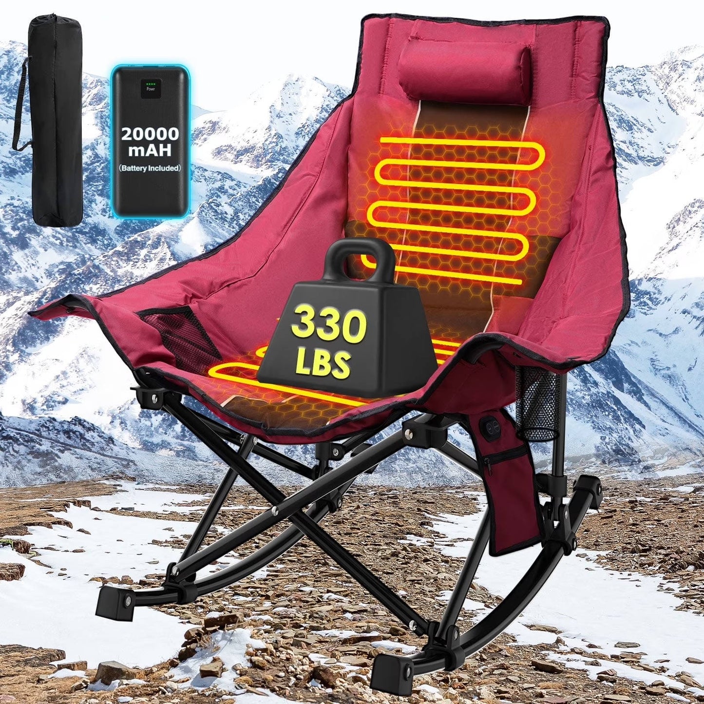 Large Comfortable Outdoor Rocking Camp Chair