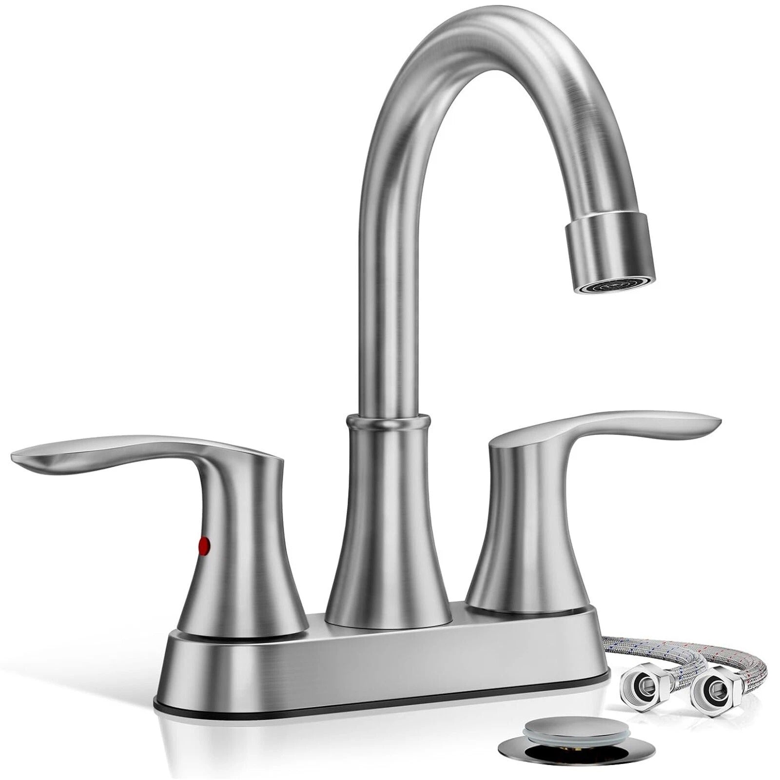 Modern 3 Hole Bathroom Faucet Brushed Nickel Mixer - Halri