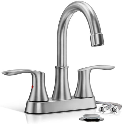 Modern 3 Hole Bathroom Faucet Brushed Nickel Mixer - Halri