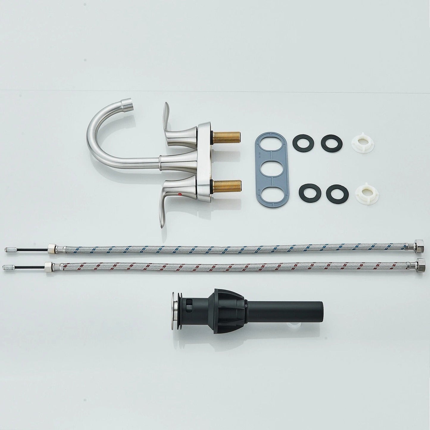 Modern 3 Hole Bathroom Faucet Brushed Nickel Mixer