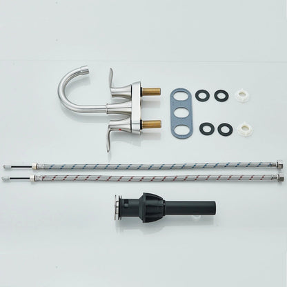 Modern 3 Hole Bathroom Faucet Brushed Nickel Mixer