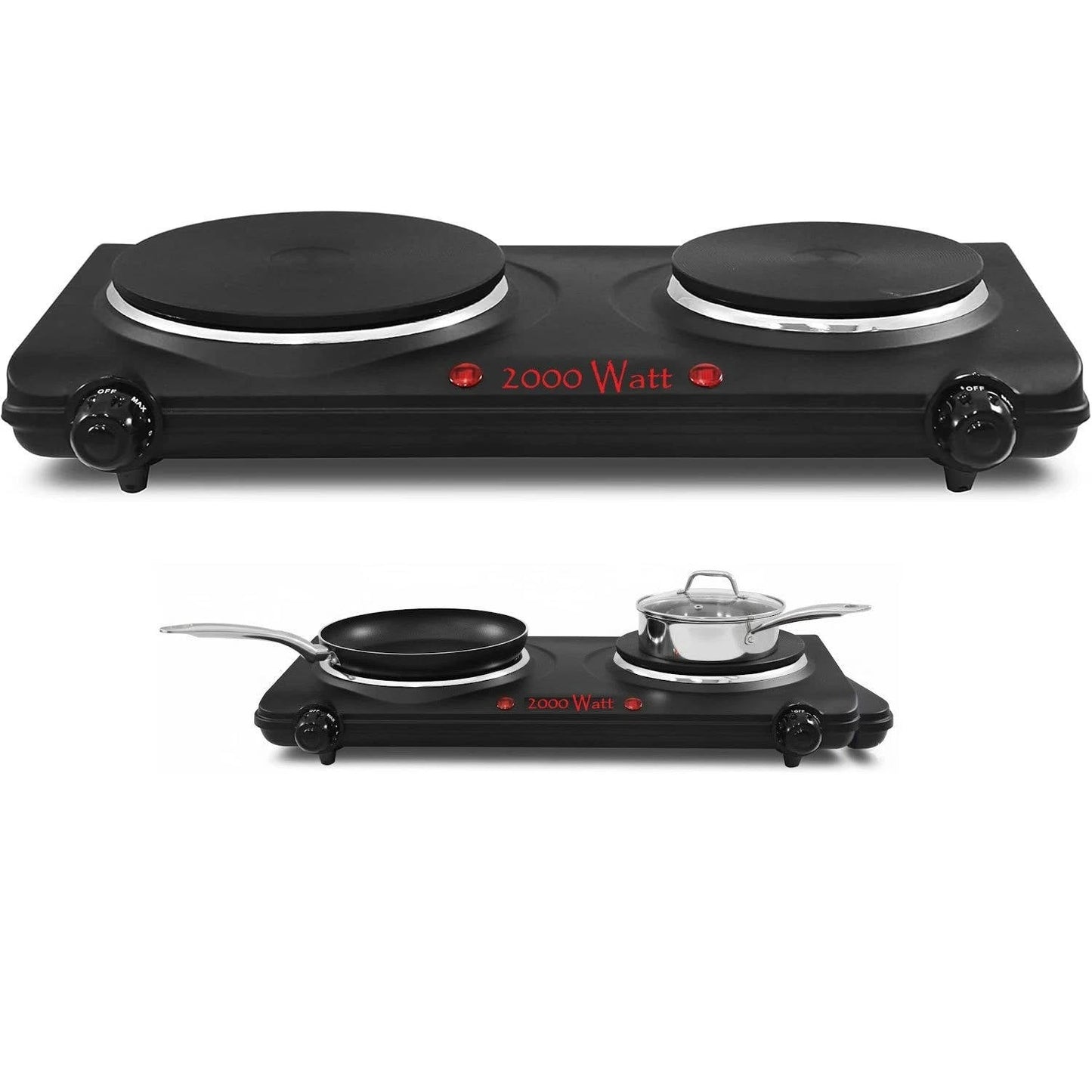 Compact Double Burner Electric Stove Cooktop 120V - Halri