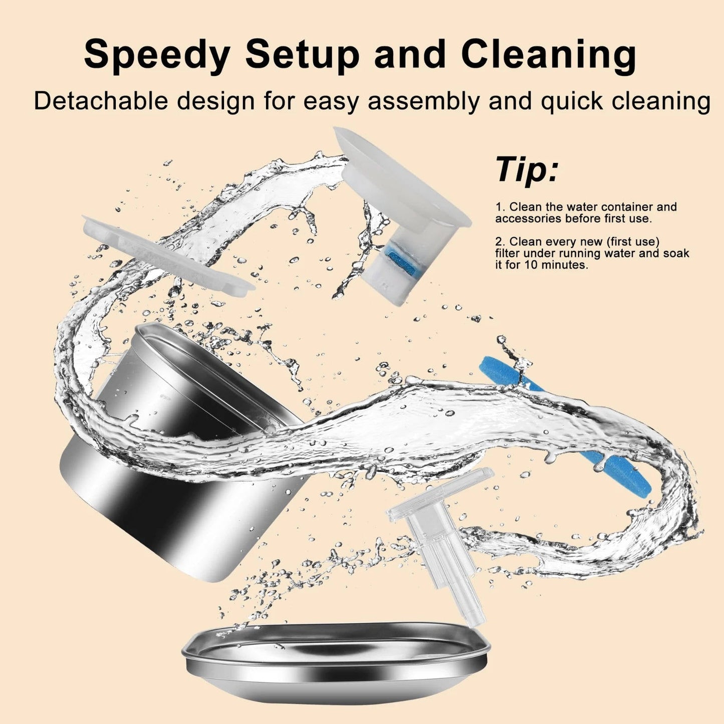 Large Pet Water Fountain - Clean Fresh Silent Flow