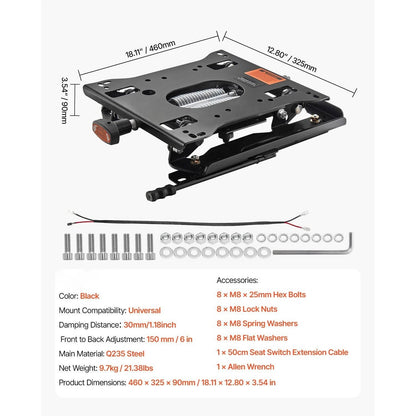 Heavy Duty Adjustable Seat Suspension Kit for Lawn Mowers