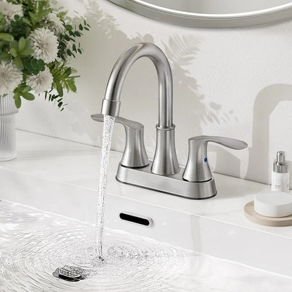 Modern 3 Hole Bathroom Faucet Brushed Nickel Mixer