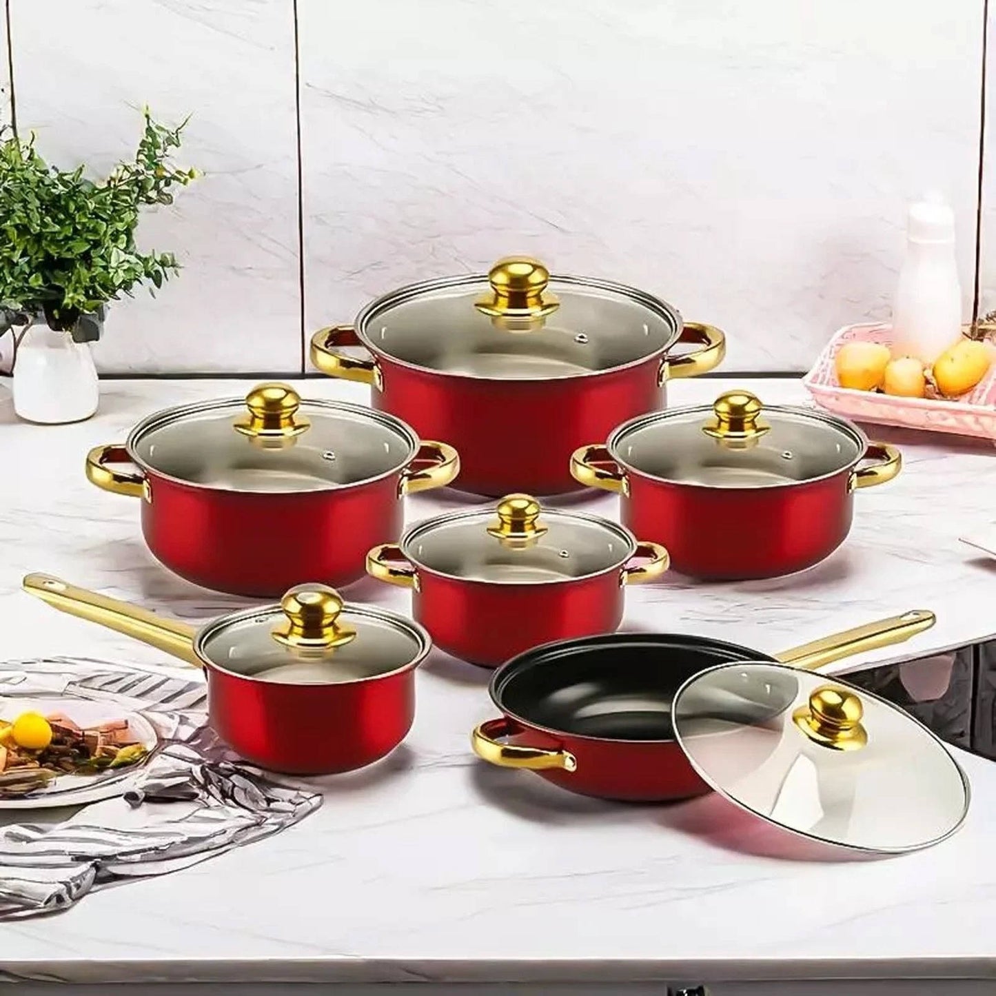 Essential 12 Piece Non Stick Kitchen Cookware Set