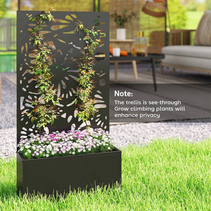 Elevated Steel Garden Planter With Lattice