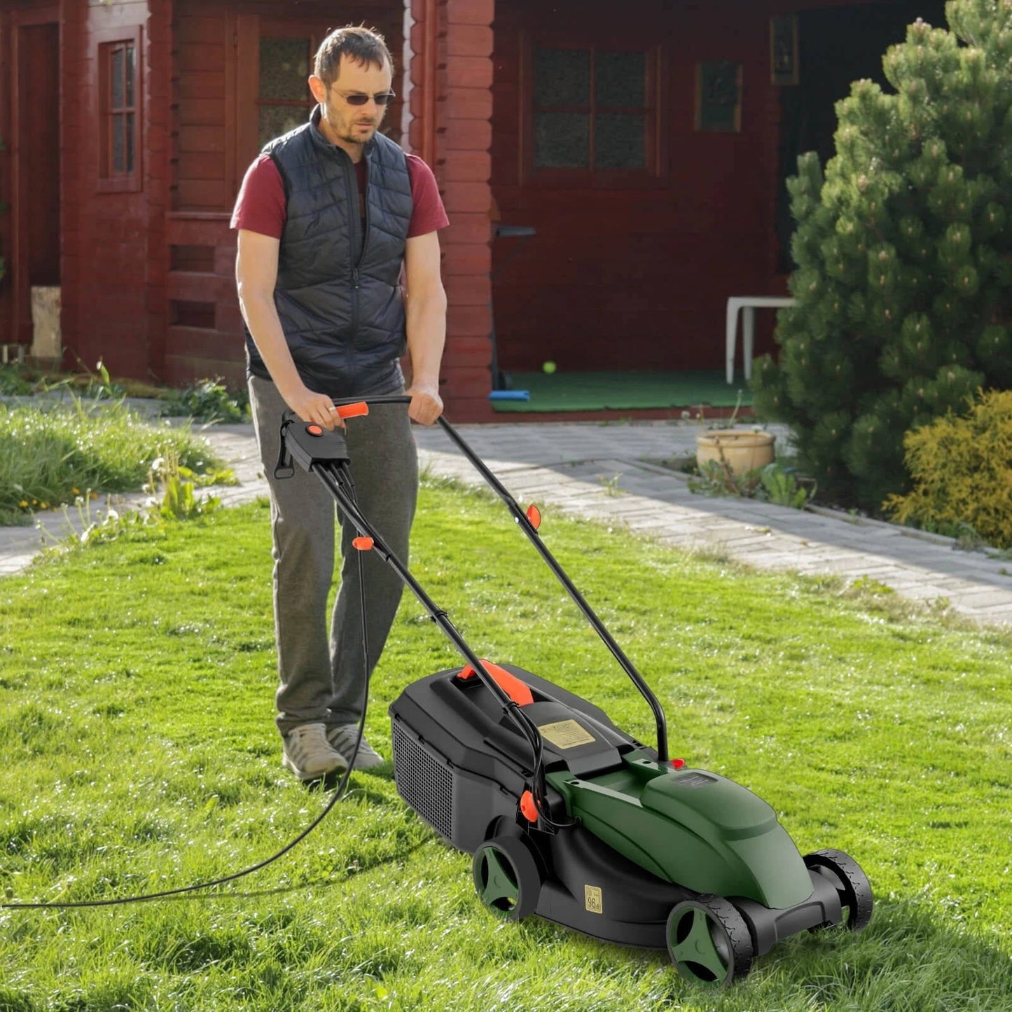 Electric Walk Behind Lawn Mower with Collection Bag