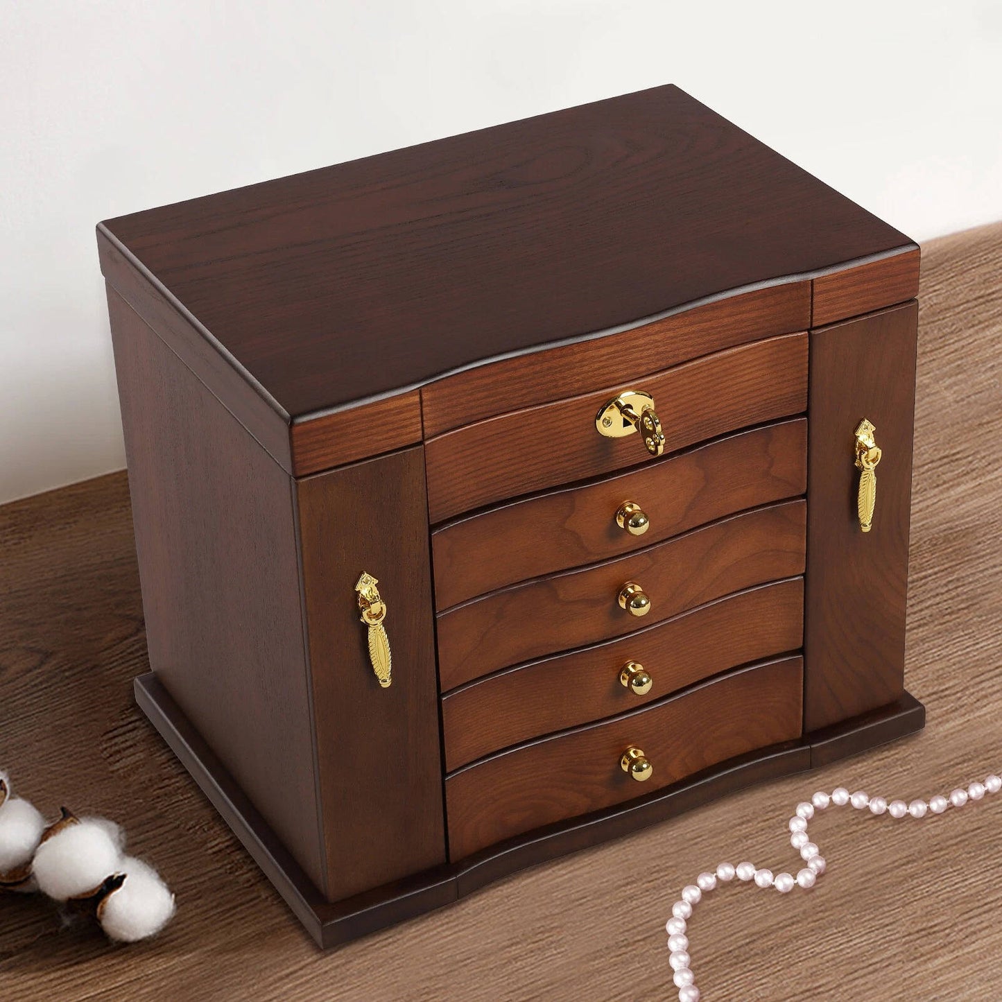 Deluxe Jewelry Storage Case with Mirror and Drawers
