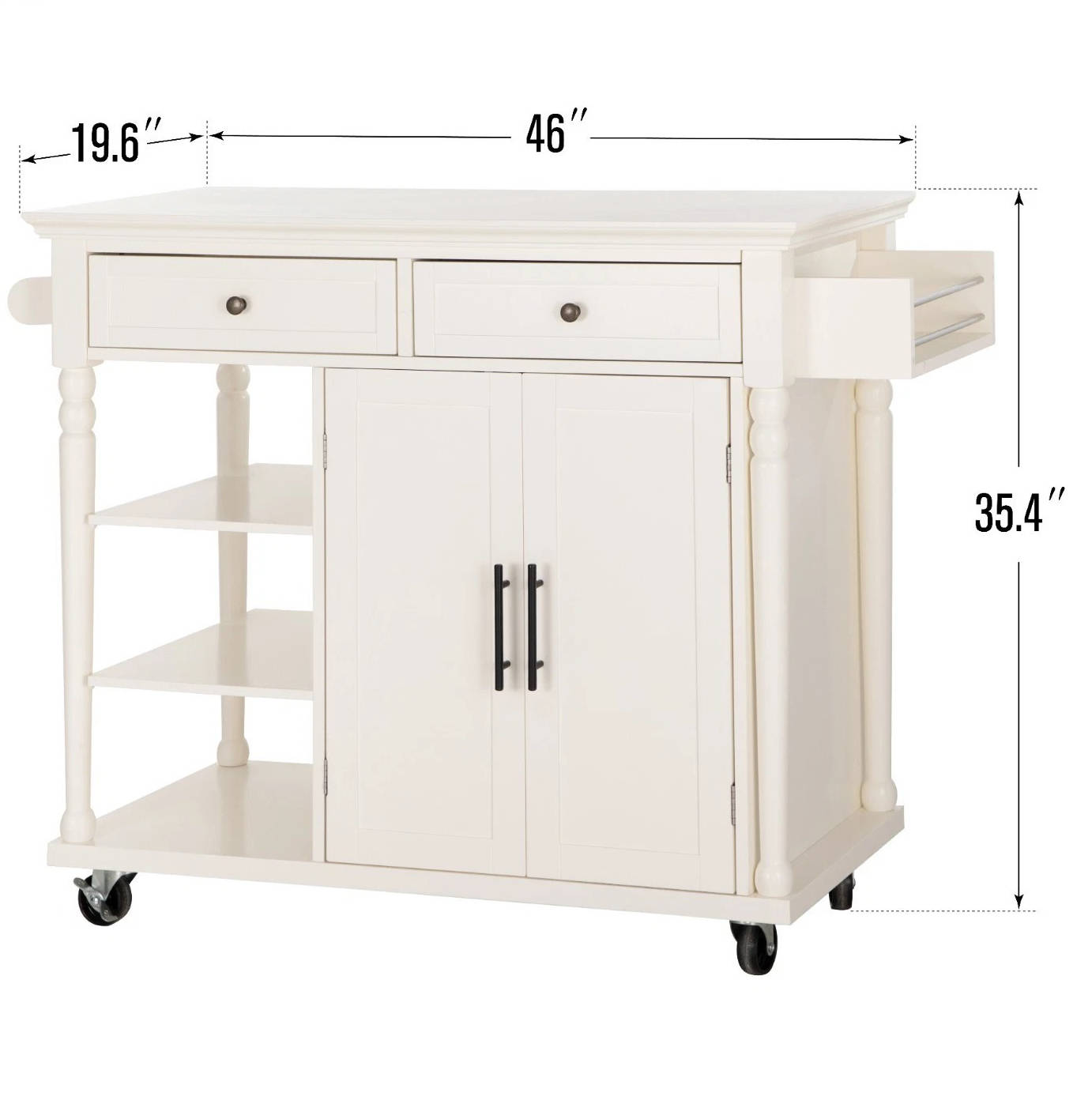Portable Kitchen Island Cart with Drawers and Shelves
