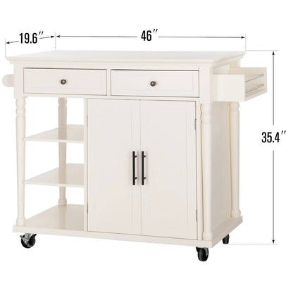 Portable Kitchen Island Cart with Drawers and Shelves