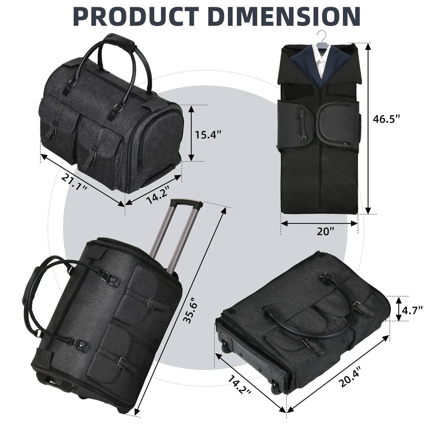 Rolling Clothing Travel Bag with Wheels