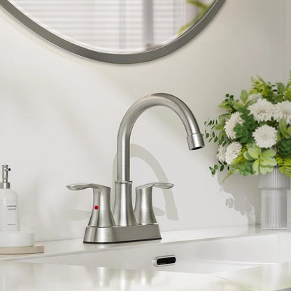Modern 3 Hole Bathroom Faucet Brushed Nickel Mixer