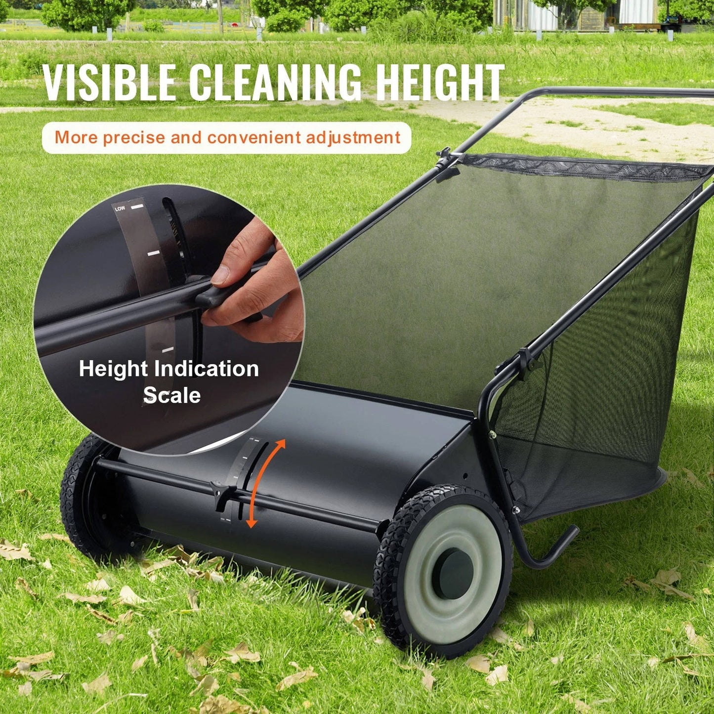 Large Yard Leaf Sweeper 26 Inch Manual Lawn Collector