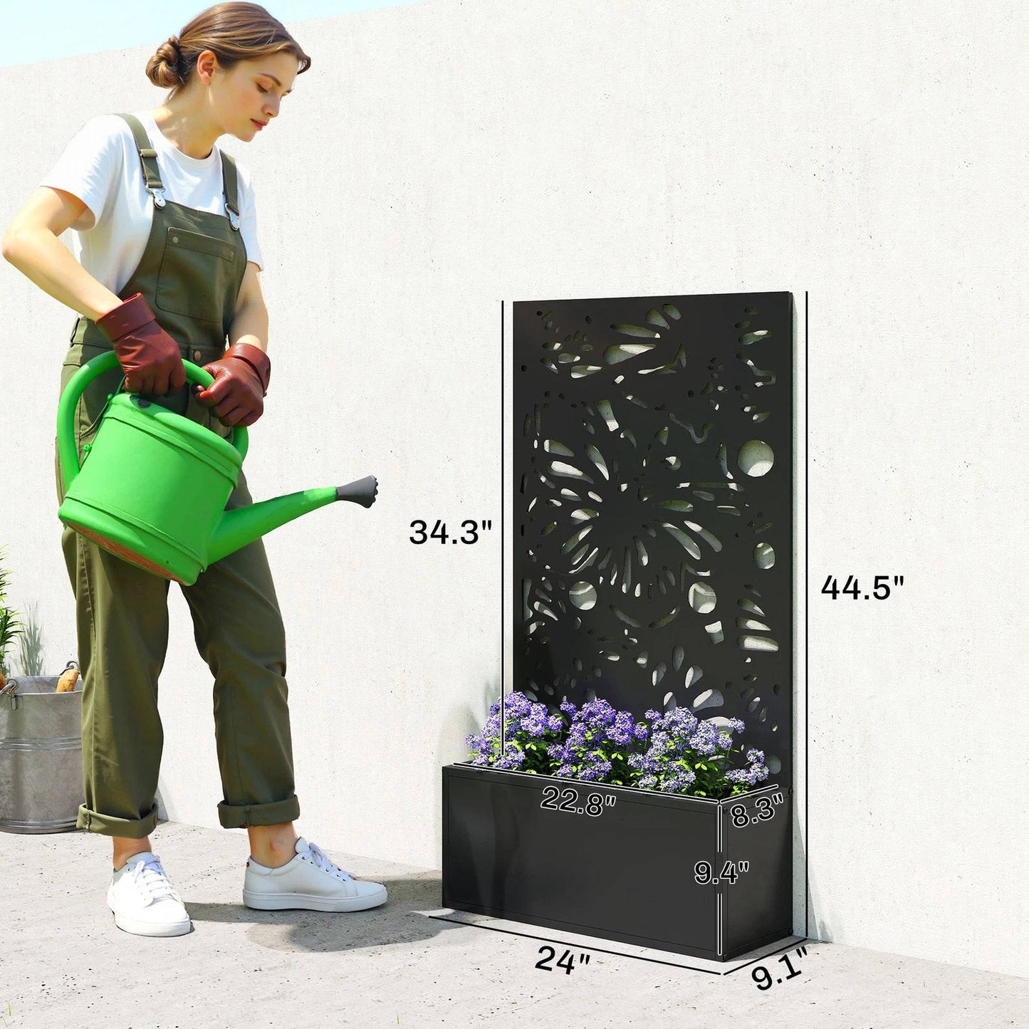 Elevated Steel Garden Planter With Lattice