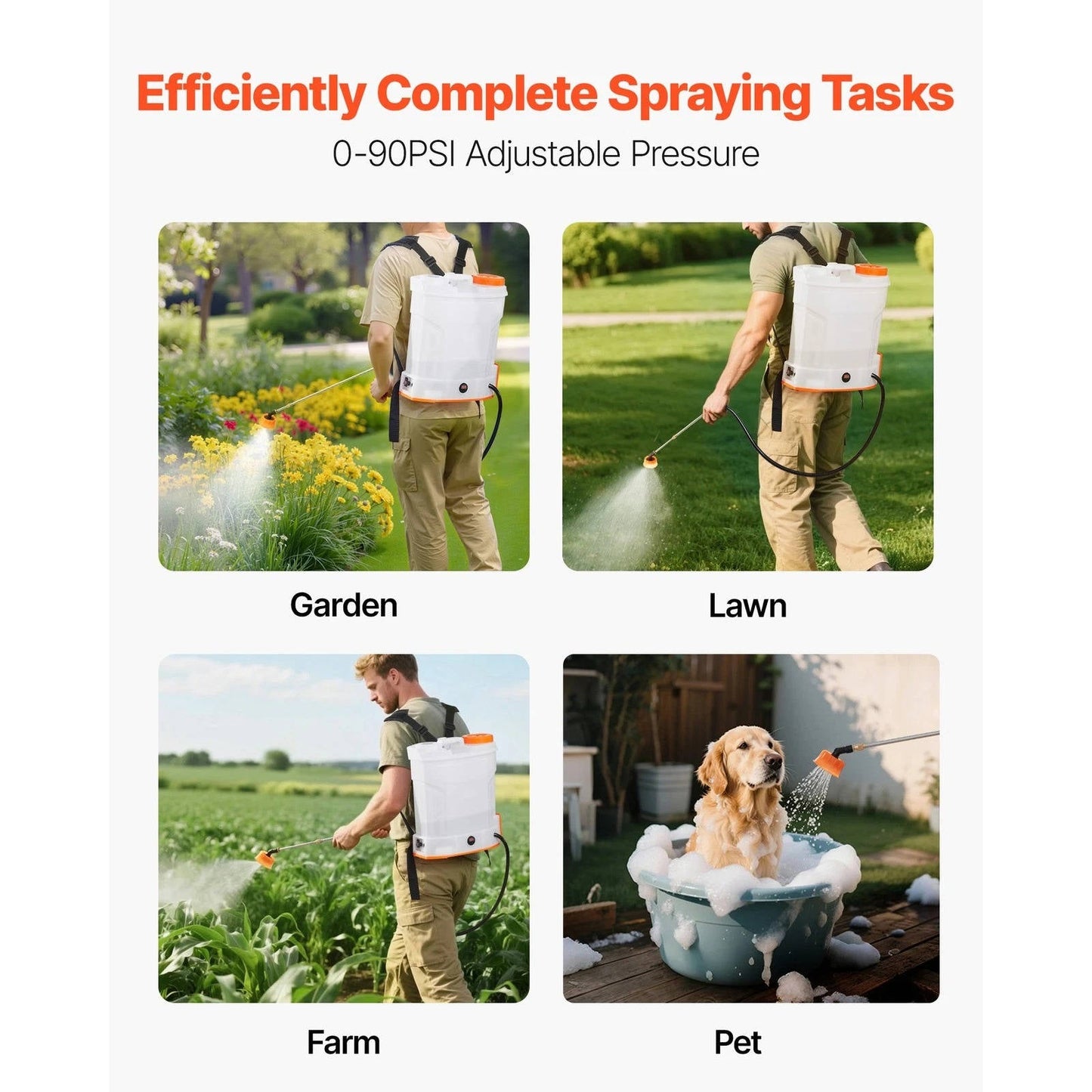 Portable Backpack Sprayer 4G Tank Adjustable Pressure